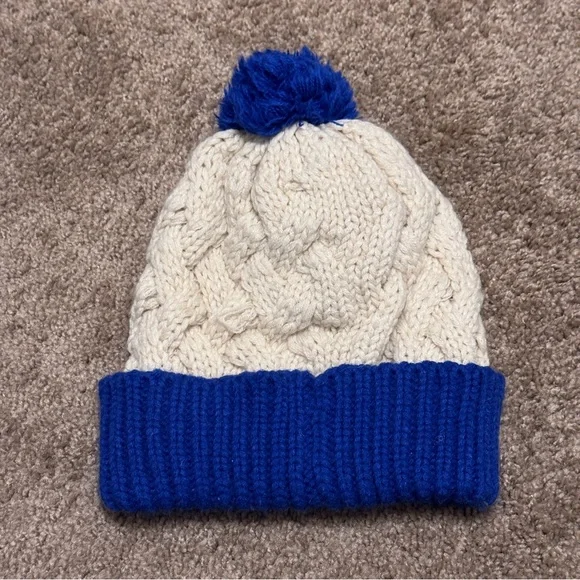 Buffalo Bills Beanie Pom Hat Cap Womens One Size Blue White Knit NFL Logo - Picture 2 of 4